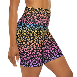 Rainbow Leopard Print Yoga Shorts