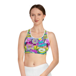 SHE REBEL - Pop Art Girl Power Sports Bra