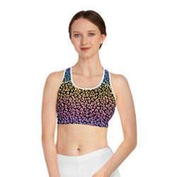 Rainbow Leopard Print Sports Bra