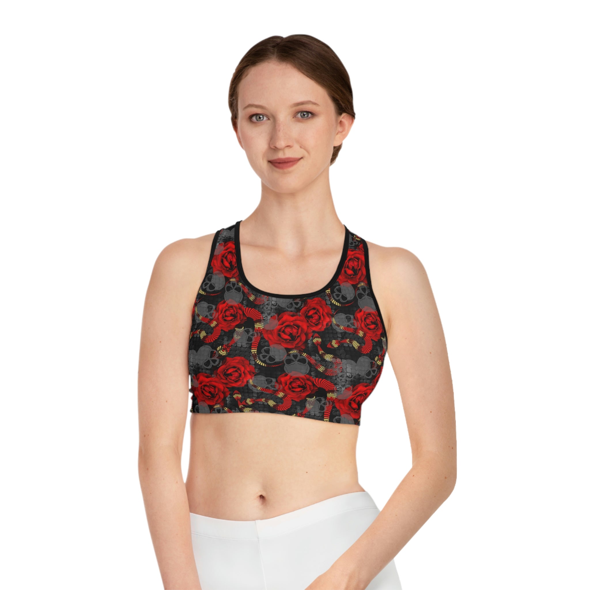 SHE REBEL - Skulls & Roses Sports Bra