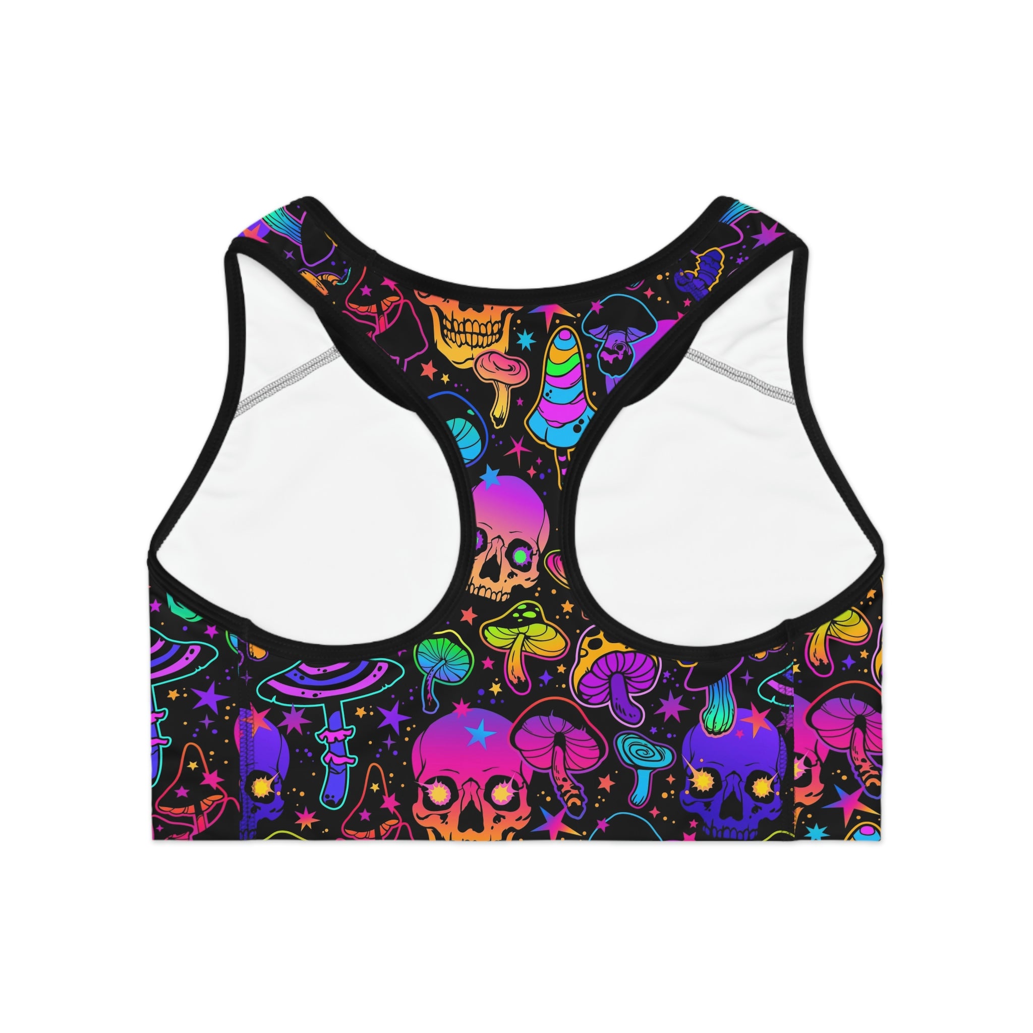 SHE REBEL - Psychedelic Skulls Sports Bra