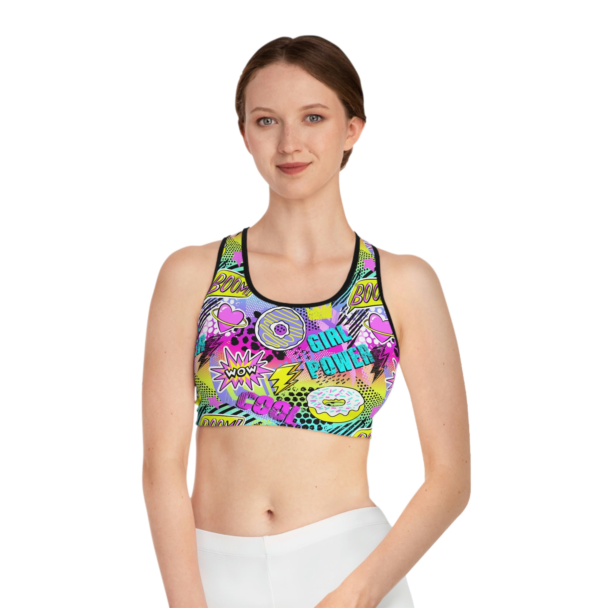 SHE REBEL - Pop Art Girl Power Sports Bra