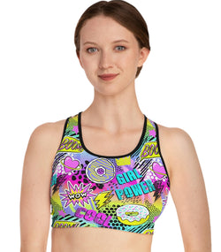 SHE REBEL - Pop Art Girl Power Sports Bra