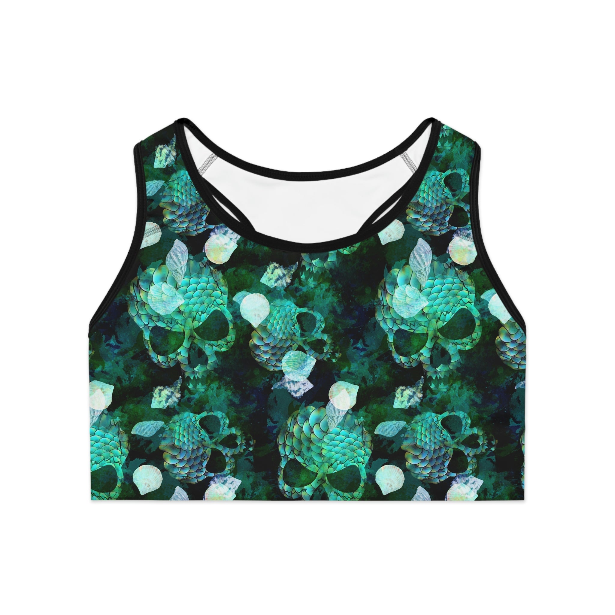 SHE REBEL - Watercolor Marine Skulls Sports Bra