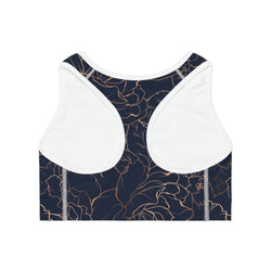 SHE REBEL - Rose Gold Floral Print Sports Bra