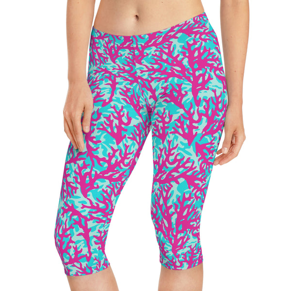 SHE REBEL - Neon Coral Capri Leggings