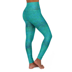 SHE REBEL - Turquoise Glitter Yoga Leggings