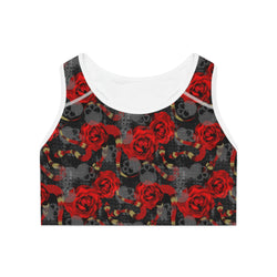 SHE REBEL - Skulls & Roses Sports Bra