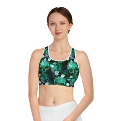 SHE REBEL - Watercolor Marine Skulls Sports Bra