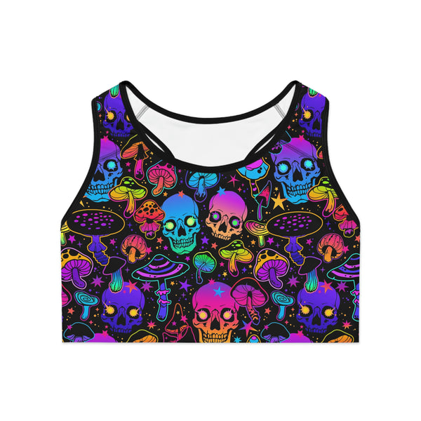 SHE REBEL - Psychedelic Skulls Sports Bra