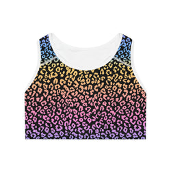 Rainbow Leopard Print Sports Bra