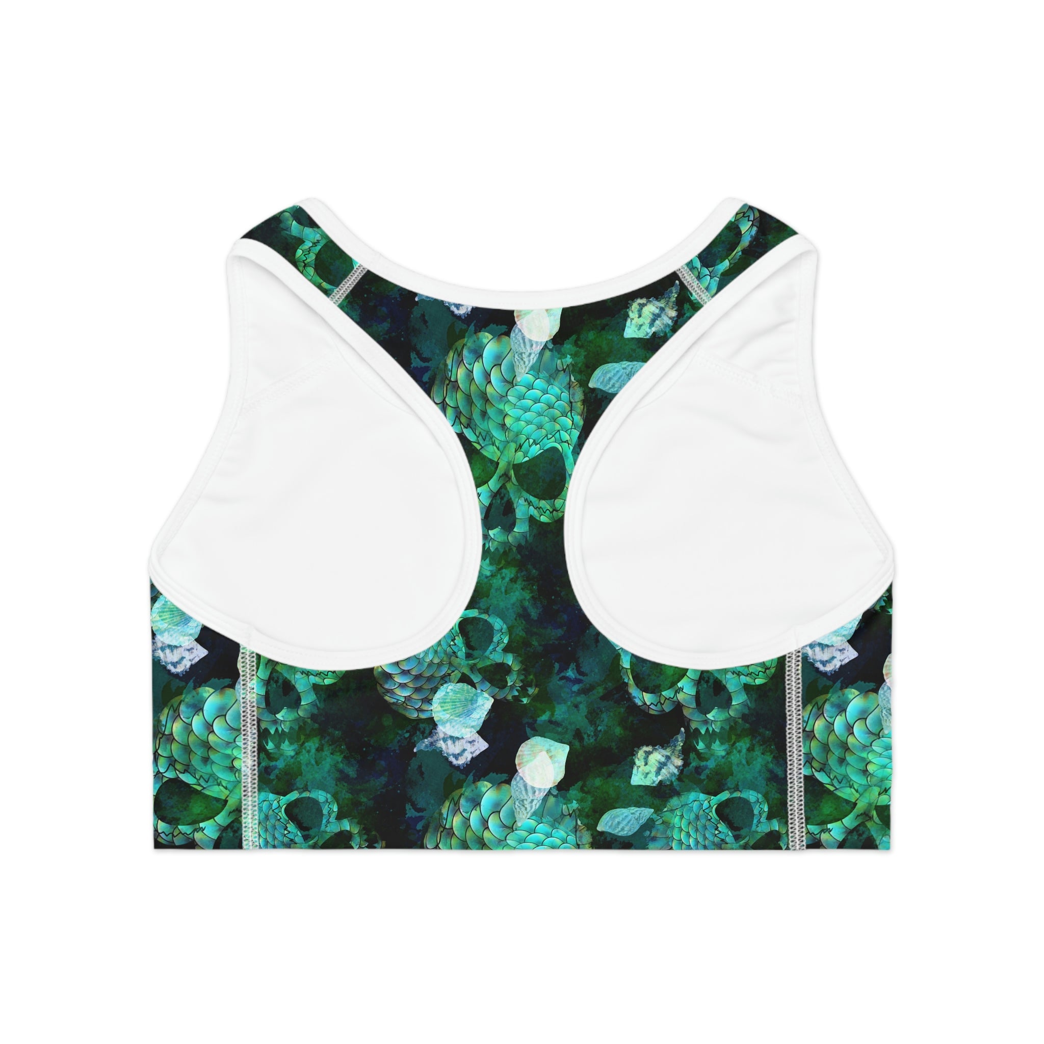 SHE REBEL - Watercolor Marine Skulls Sports Bra