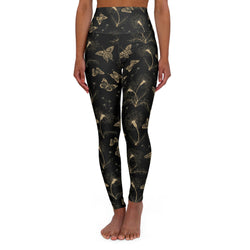 SHE REBEL - Golden Butterflies & Flowers Yoga Leggings