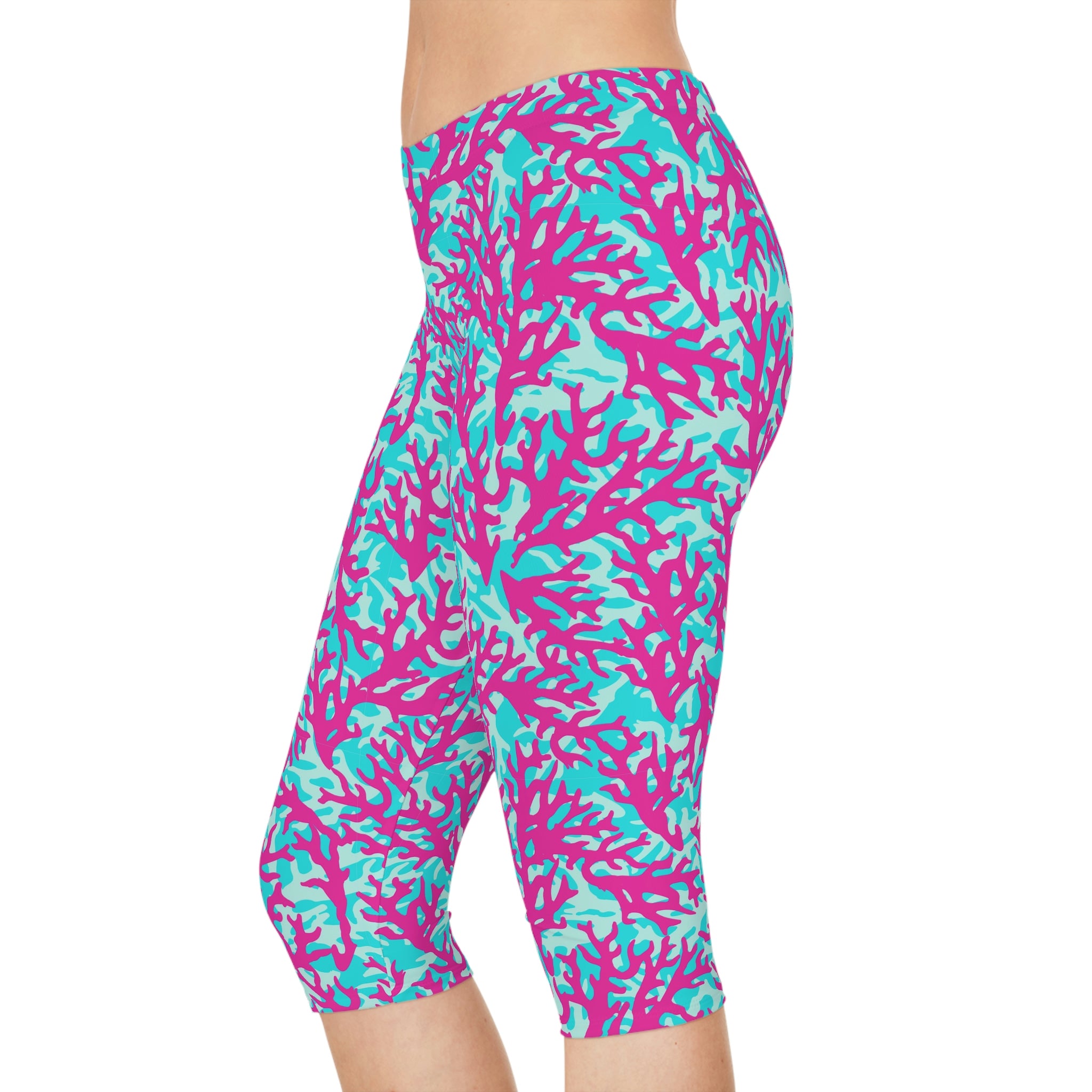 SHE REBEL - Neon Coral Capri Leggings