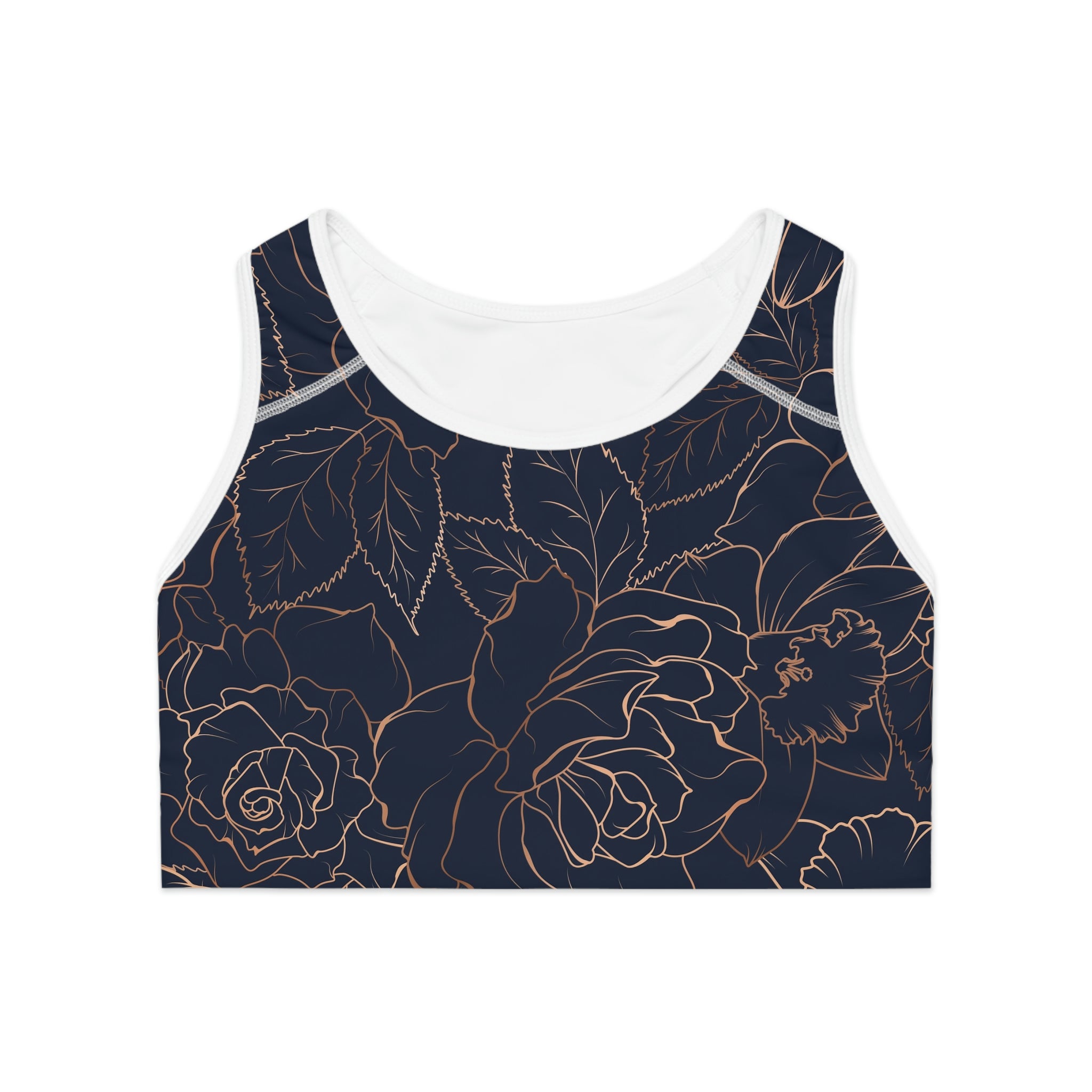 SHE REBEL - Rose Gold Floral Print Sports Bra