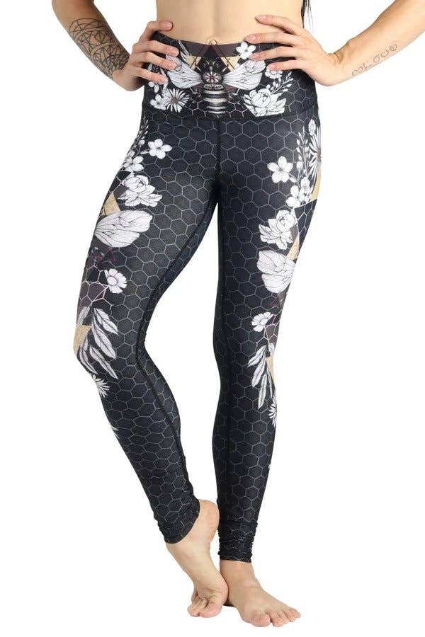 YOGA DEMOCRACY - Beeloved Blackout Printed Yoga Leggings -ONLY 1 LEFT!