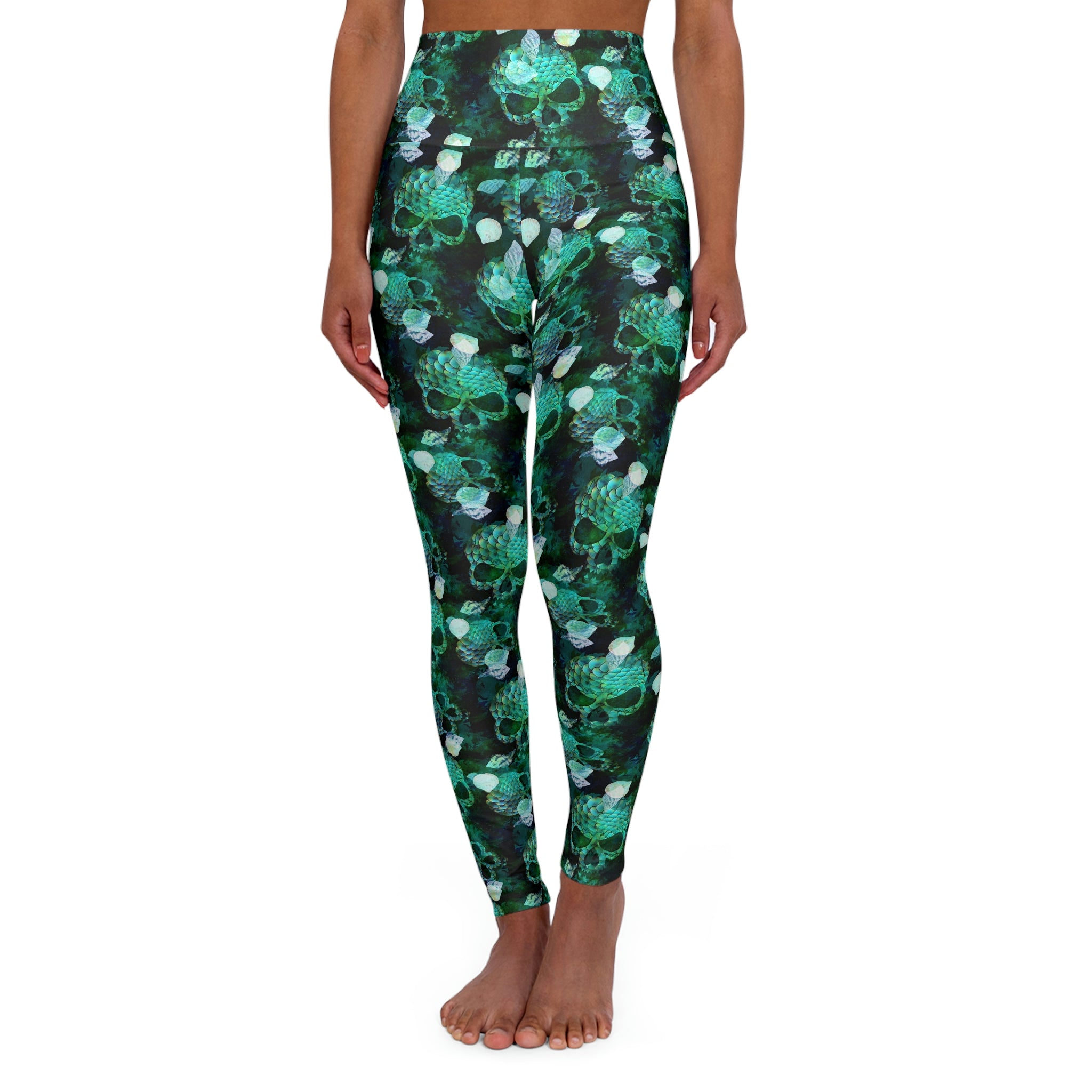 SHE REBEL - Watercolor Marine Skulls Yoga Leggings