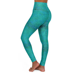 SHE REBEL - Turquoise Glitter Yoga Leggings