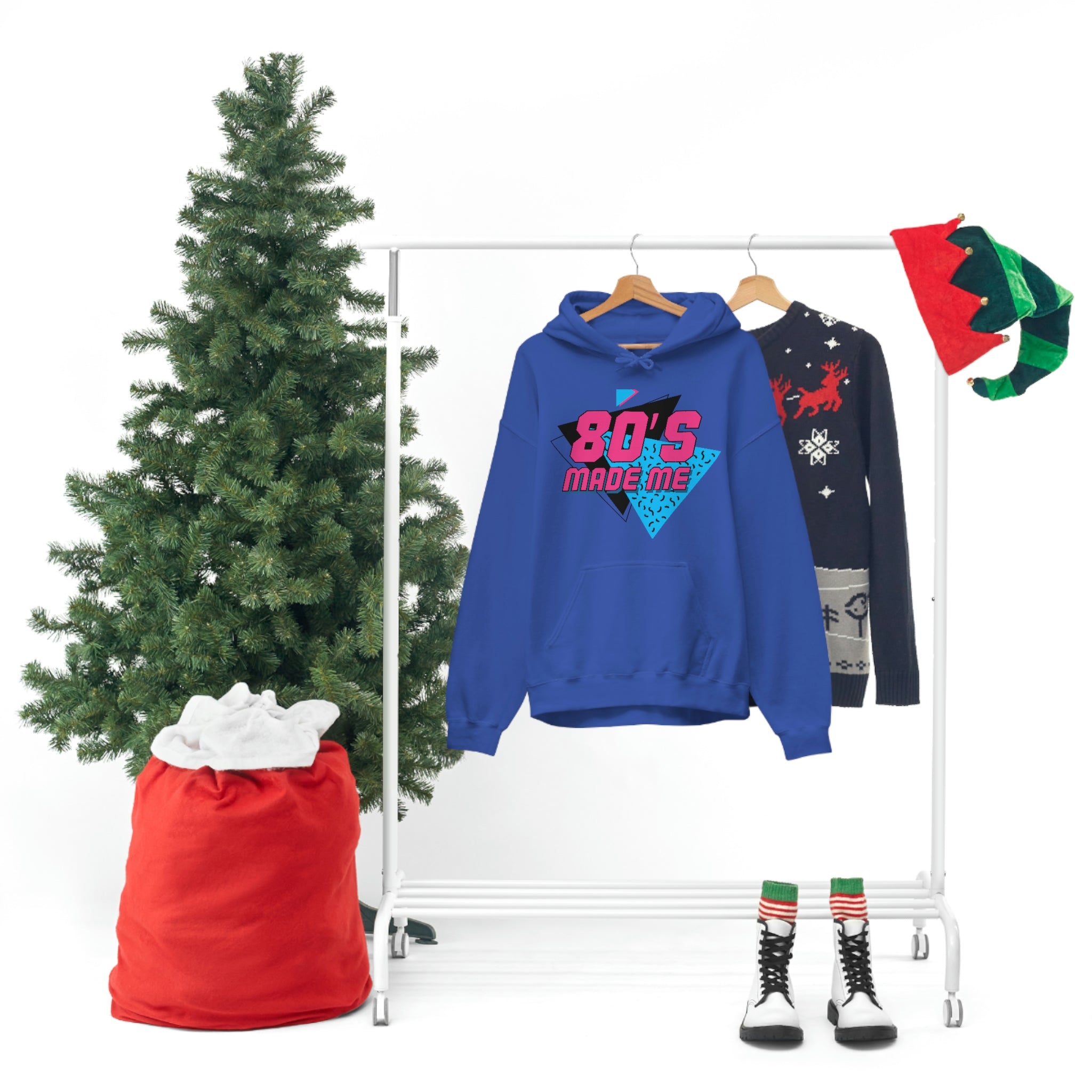 Blue Hoodie with Christmas Tree