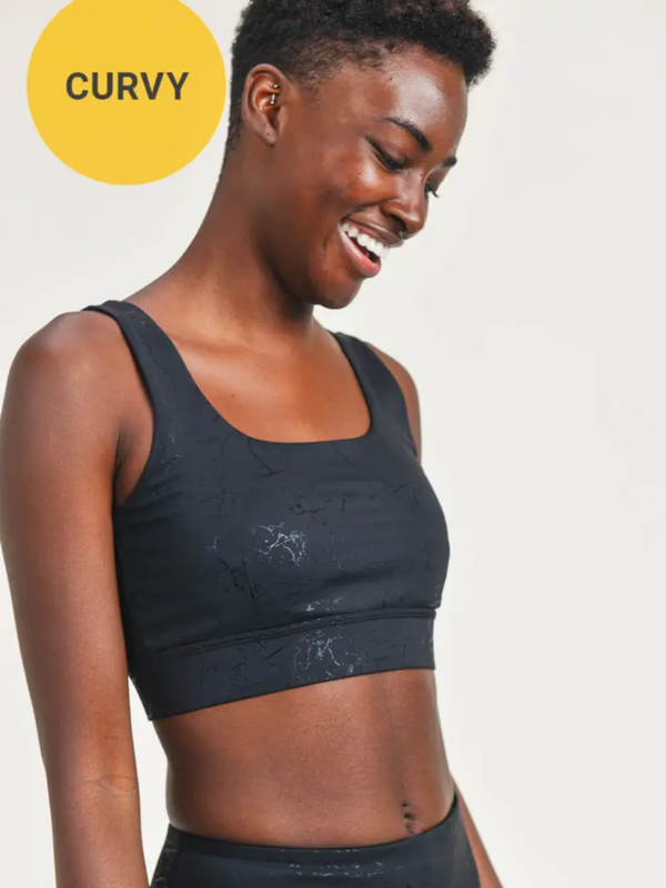 MONO B - Dark Marble Foil Print Sports Bra