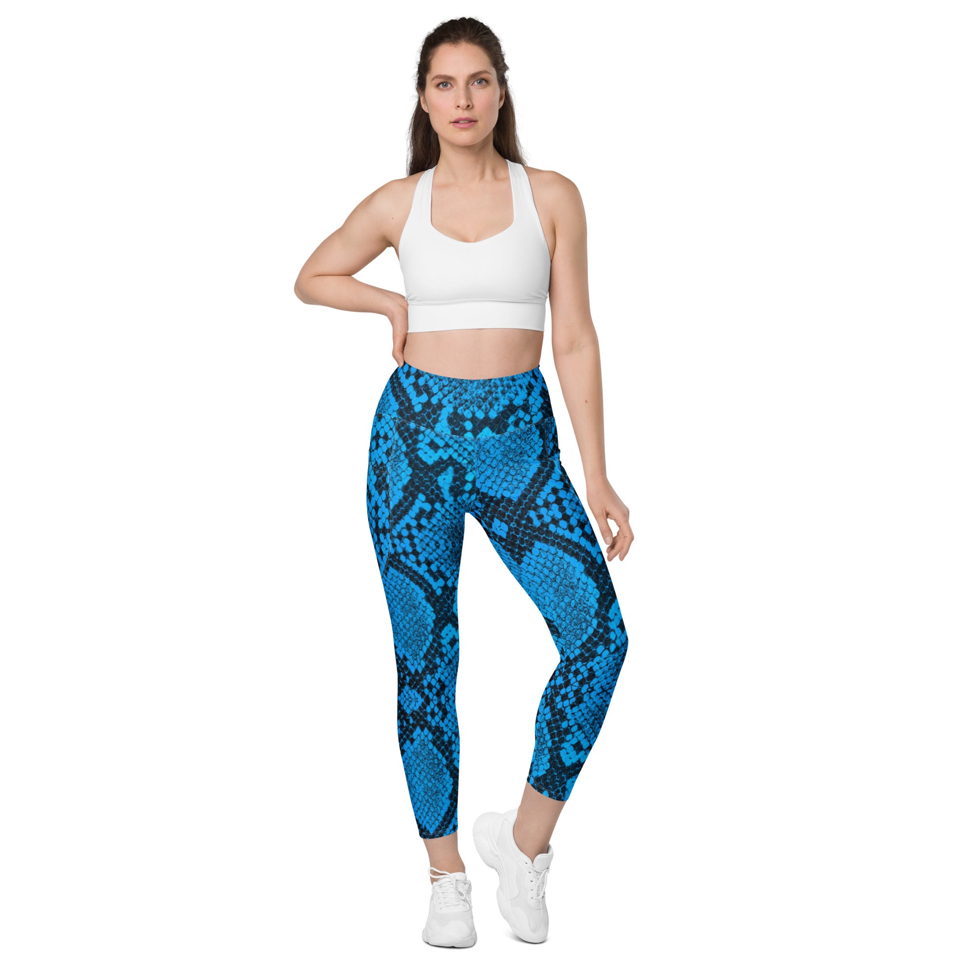 SHE REBEL - Blue Python Leggings with Pockets | All Sizes