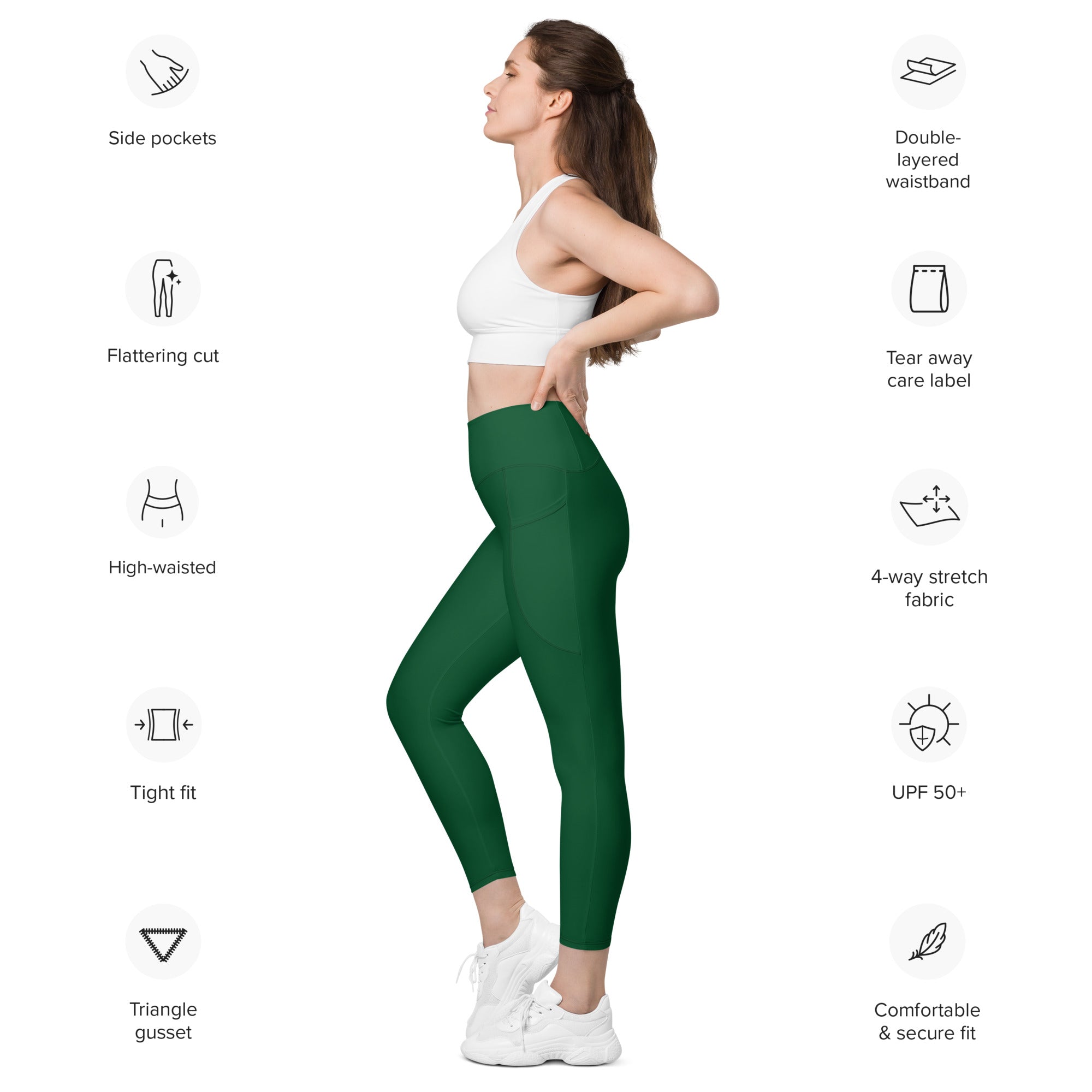 SHE REBEL - Forest Green Leggings with Pockets | Size Inclusive