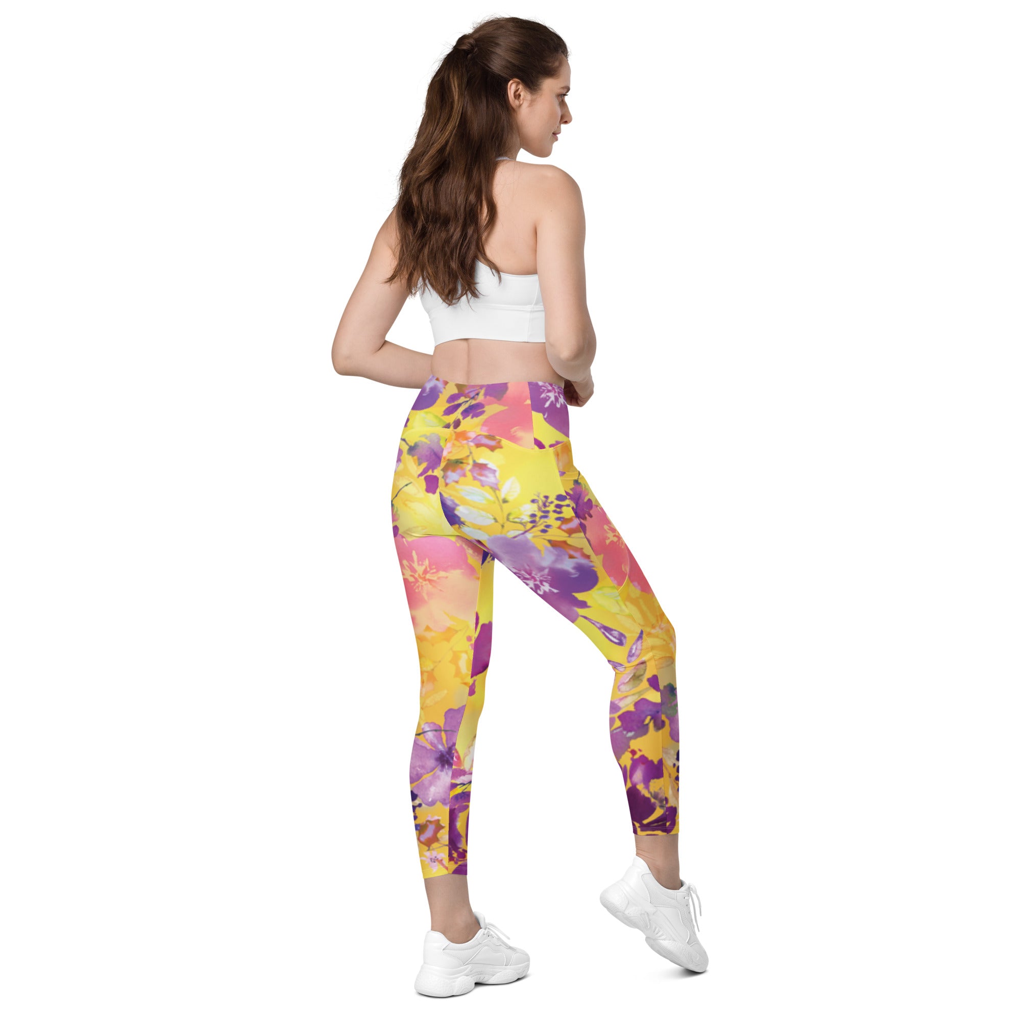 SHE REBEL - Yellow Chinoiserie Leggings with Pockets | All Sizes