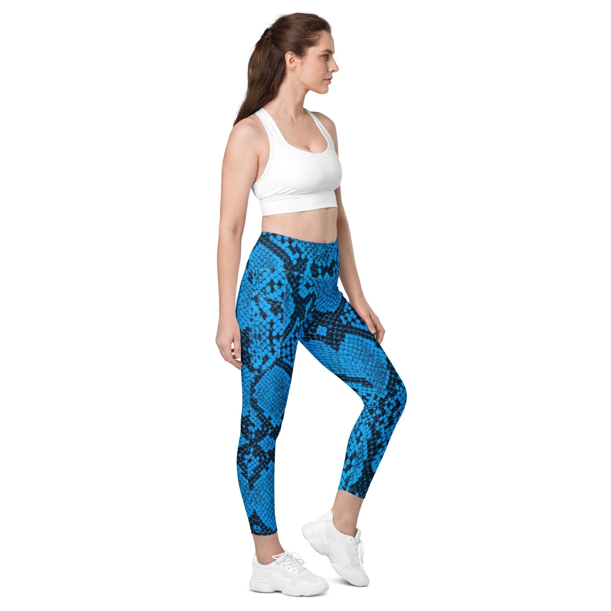 SHE REBEL - Blue Python Leggings with Pockets | All Sizes