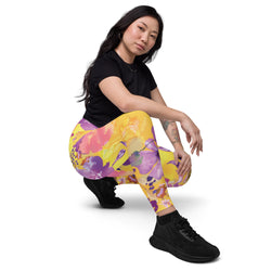 SHE REBEL - Yellow Chinoiserie Leggings with Pockets | All Sizes