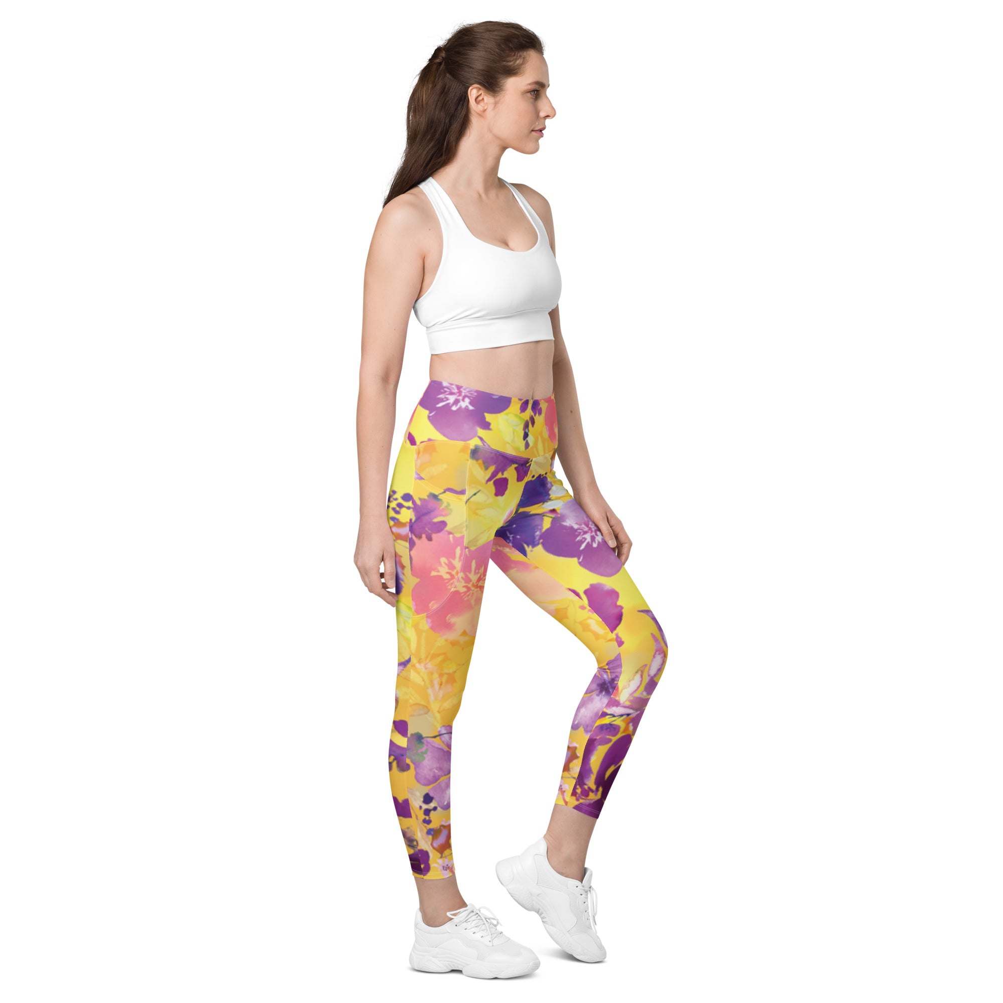 SHE REBEL - Yellow Chinoiserie Leggings with Pockets | All Sizes