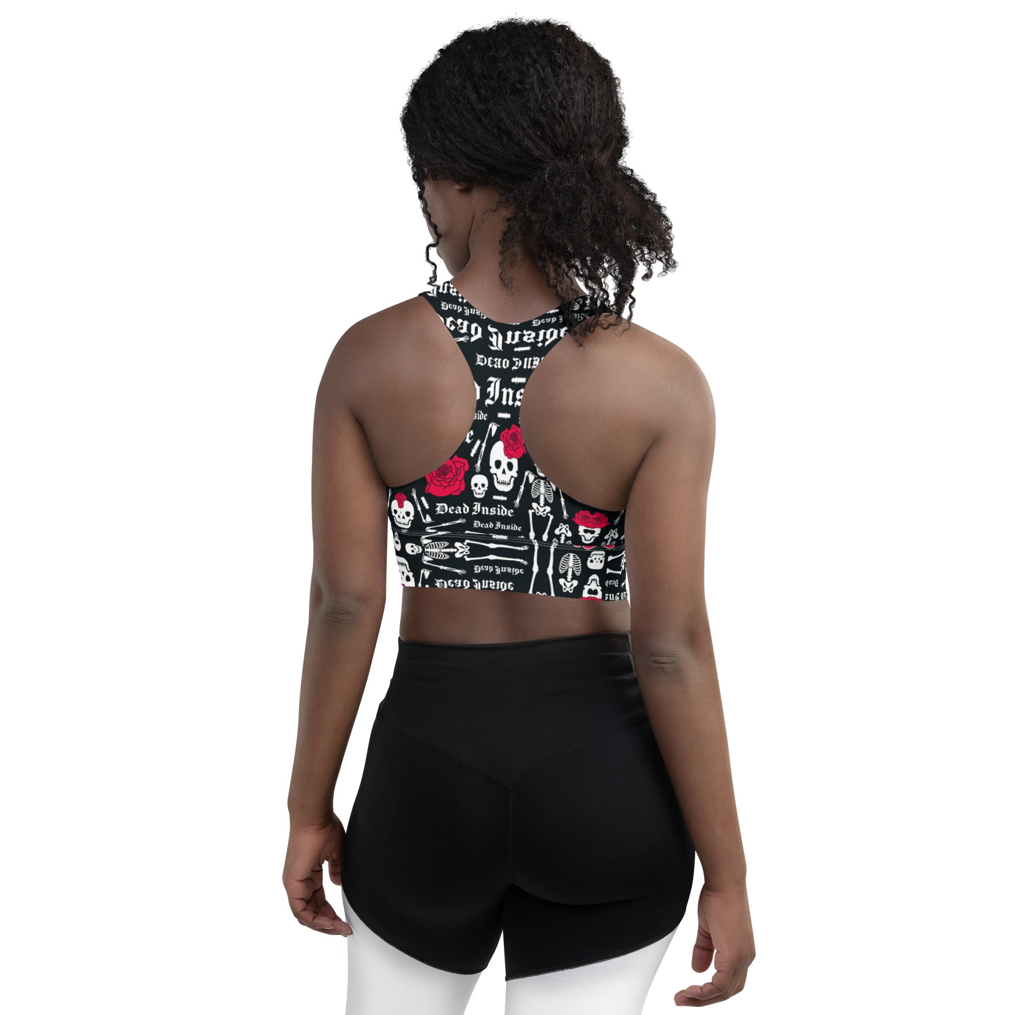 Dead Inside Skull & Roses Longline Sports Bra