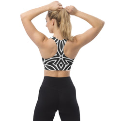 SHE REBEL - Geometric Petal Print Longline Sports Bra