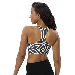 SHE REBEL - Geometric Petal Print Longline Sports Bra