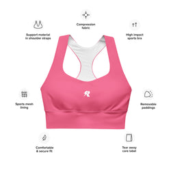 SHE REBEL - Brink Pink Longline Sports Bra