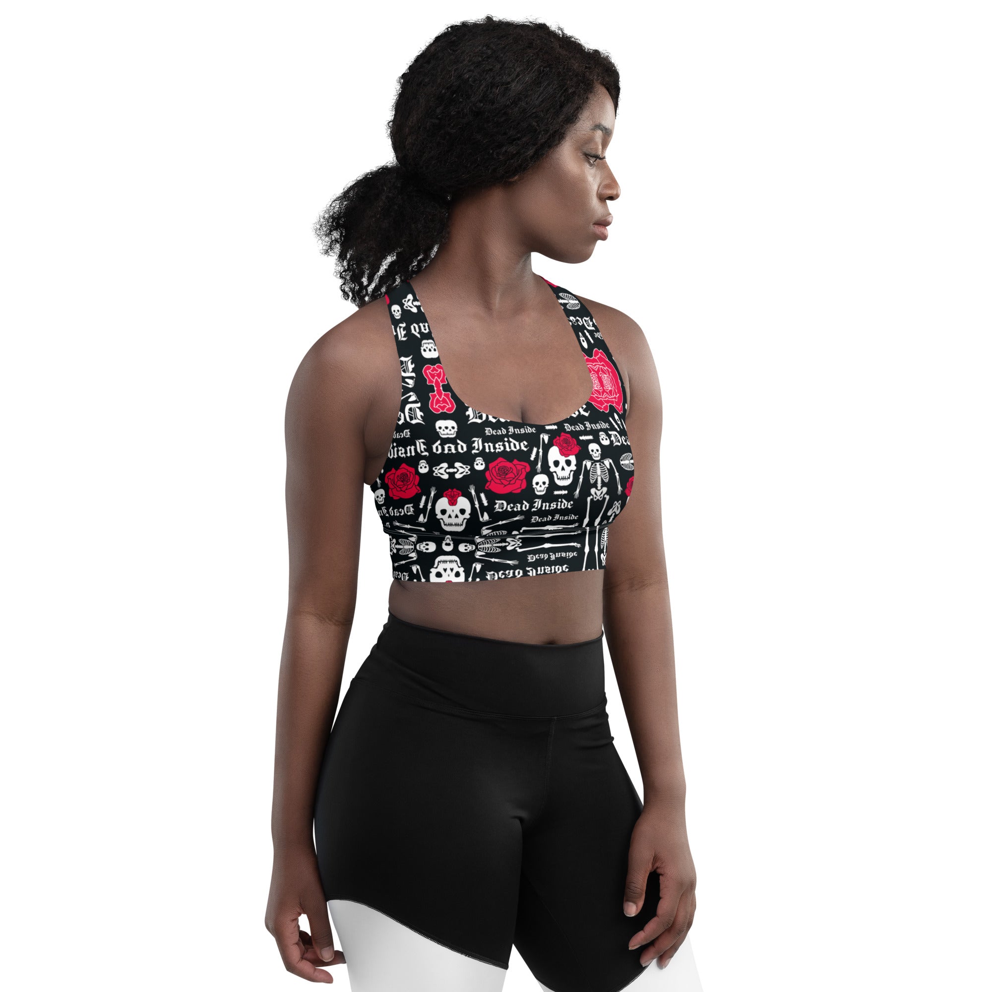 Dead Inside Skull & Roses Longline Sports Bra