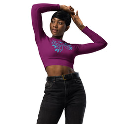 SHE REBEL - Magenta Flower Recycled Crop Top UPF 50+