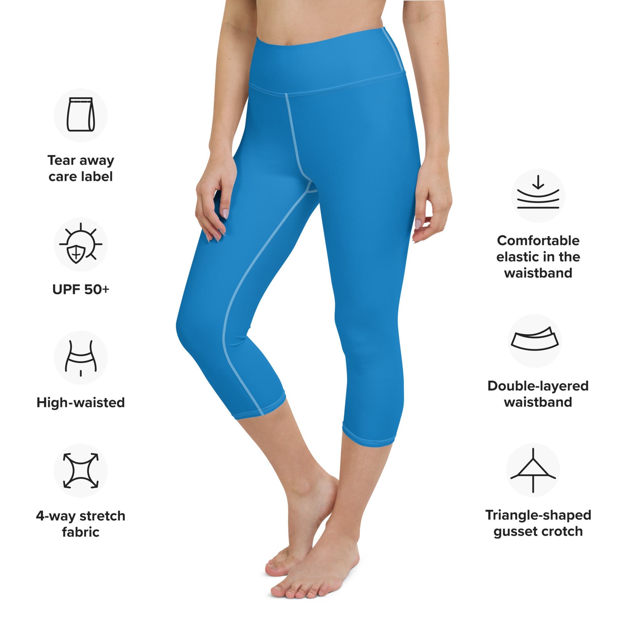 SHE REBEL - Navy Blue Yoga Capri Leggings