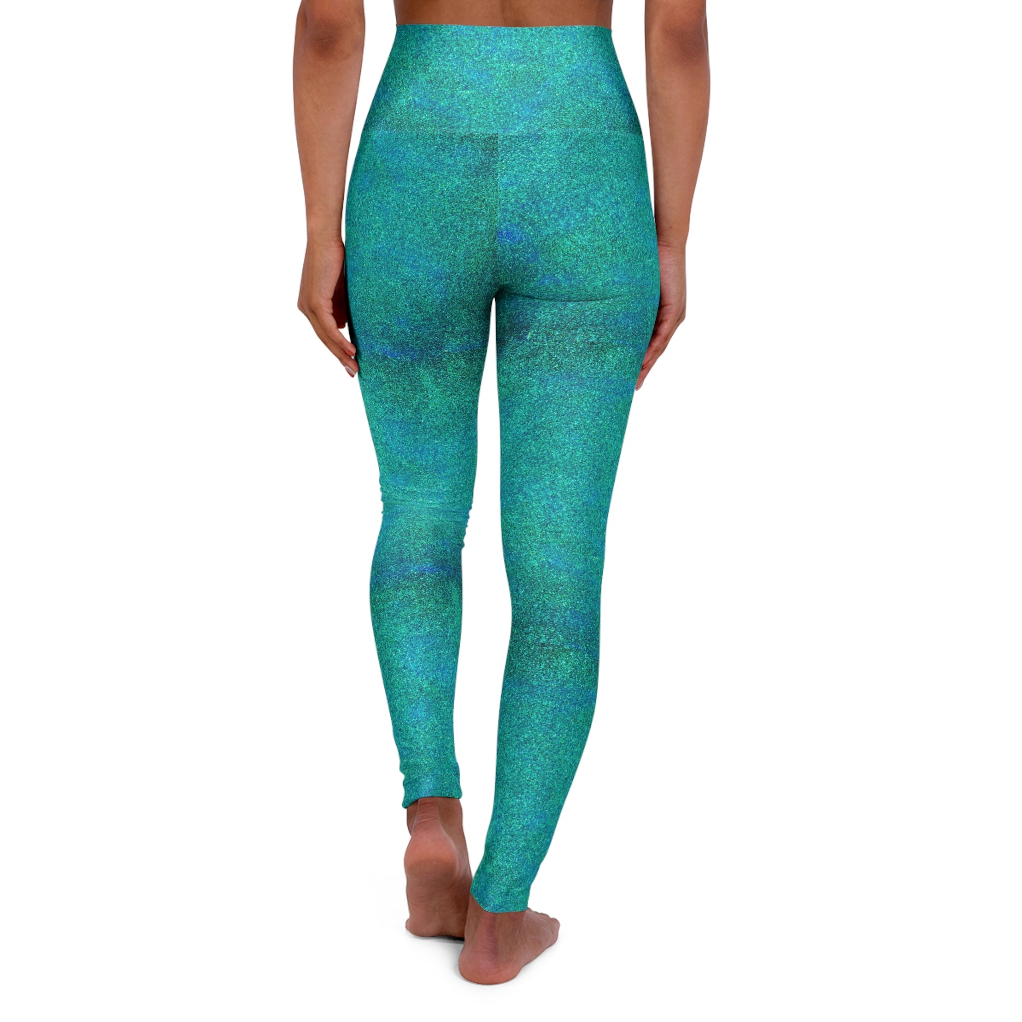 SHE REBEL - Turquoise Glitter Yoga Leggings