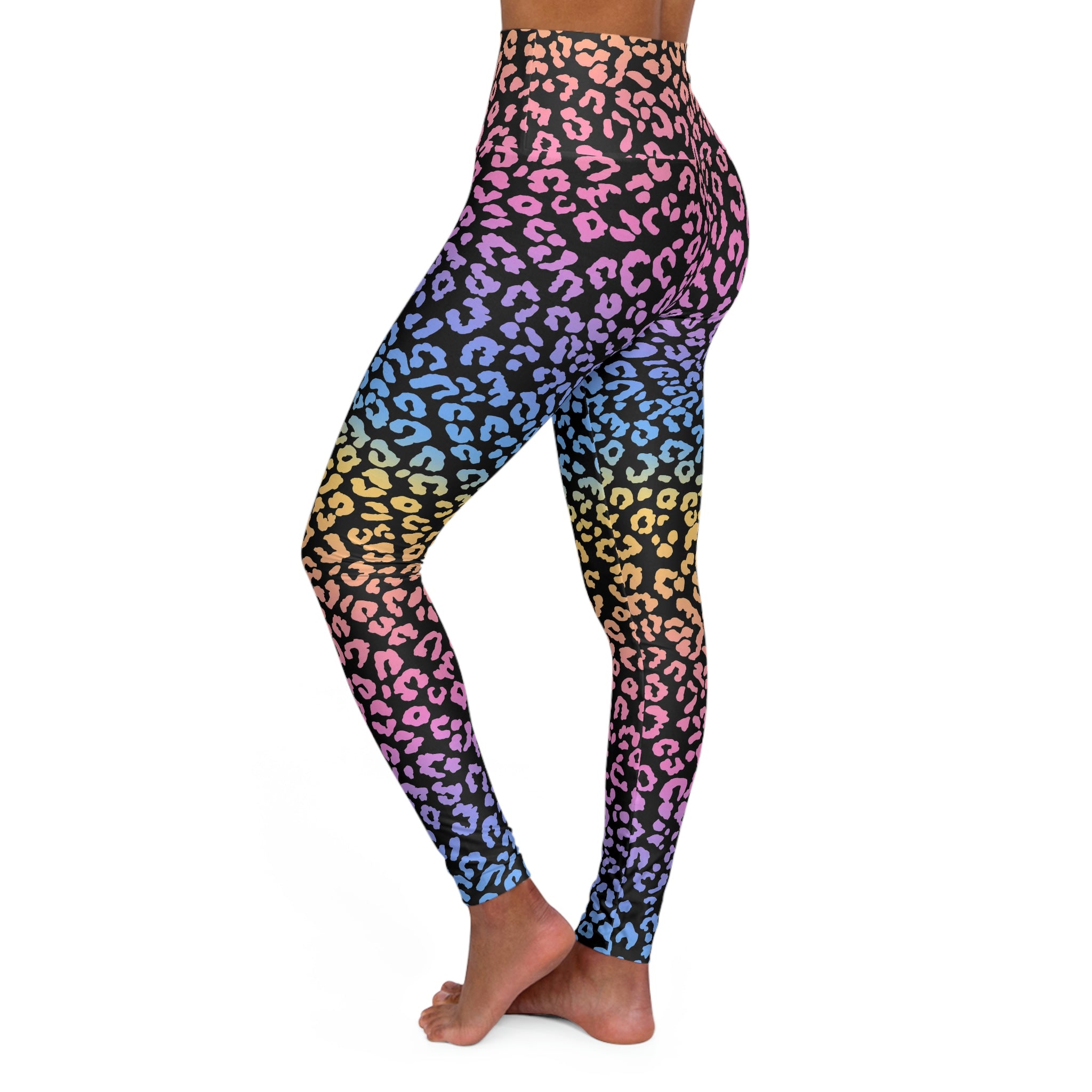 SHE REBEL - Rainbow Leopard Print Yoga Leggings