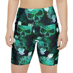 Watercolor Marine Skulls Workout Shorts