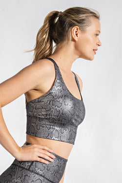 RAE MODE - Criss-Cross Snake Foil Print Sports Bra