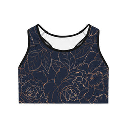 SHE REBEL - Rose Gold Floral Print Sports Bra