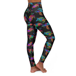 SHE REBEL - Neon Sea Turtle Yoga Leggings