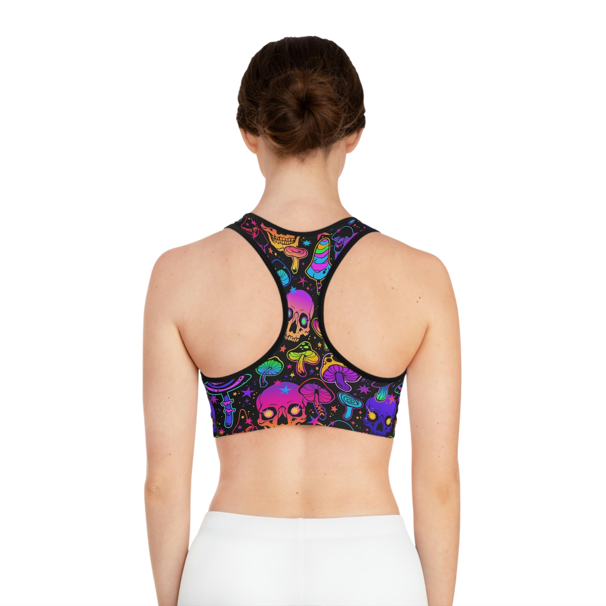 SHE REBEL - Psychedelic Skulls Sports Bra