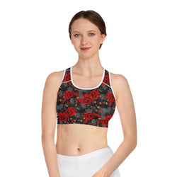 SHE REBEL - Skulls & Roses Sports Bra