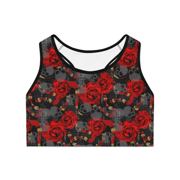 SHE REBEL - Skulls & Roses Sports Bra