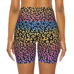 Rainbow Leopard Print Yoga Shorts