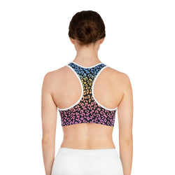 Rainbow Leopard Print Sports Bra