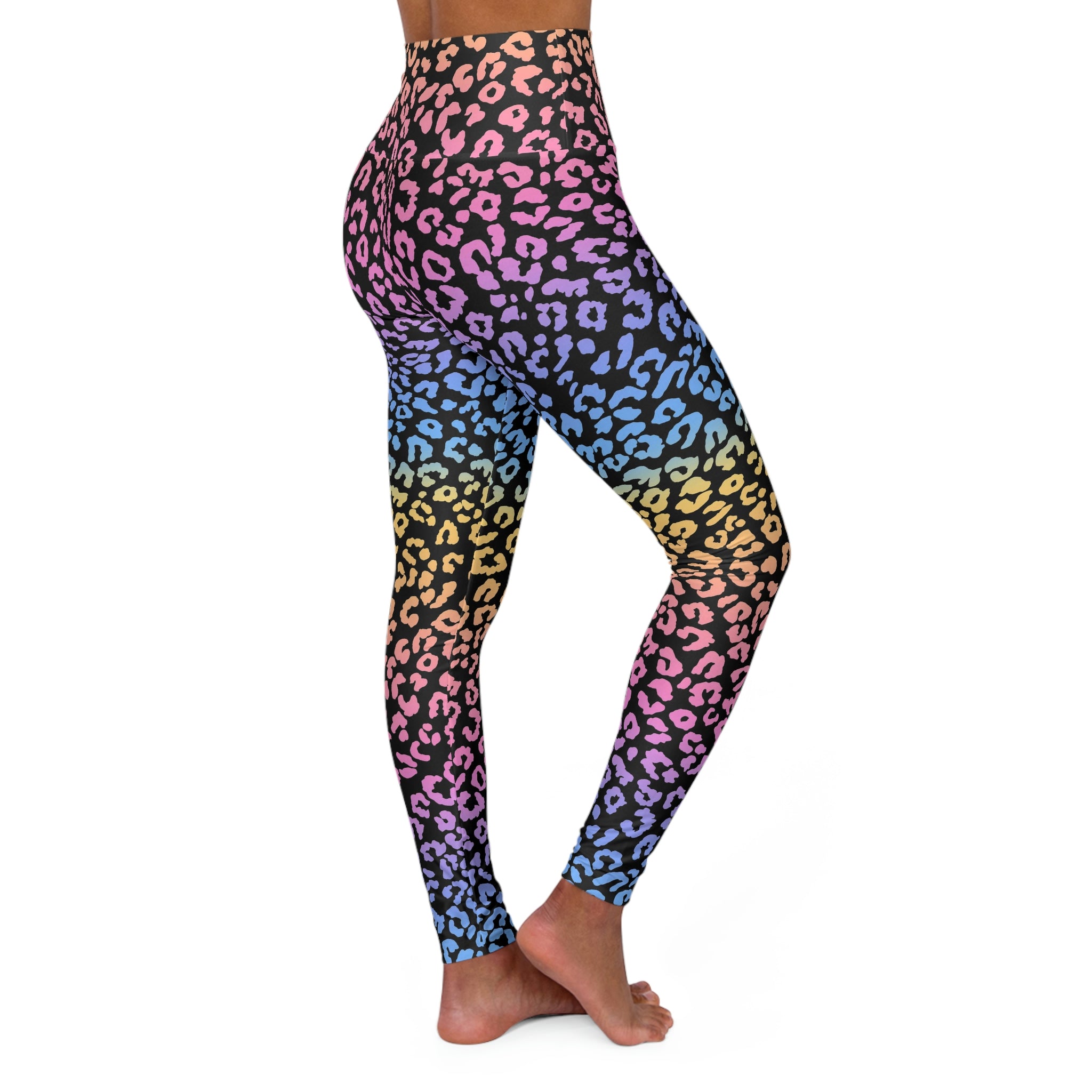 SHE REBEL - Rainbow Leopard Print Yoga Leggings