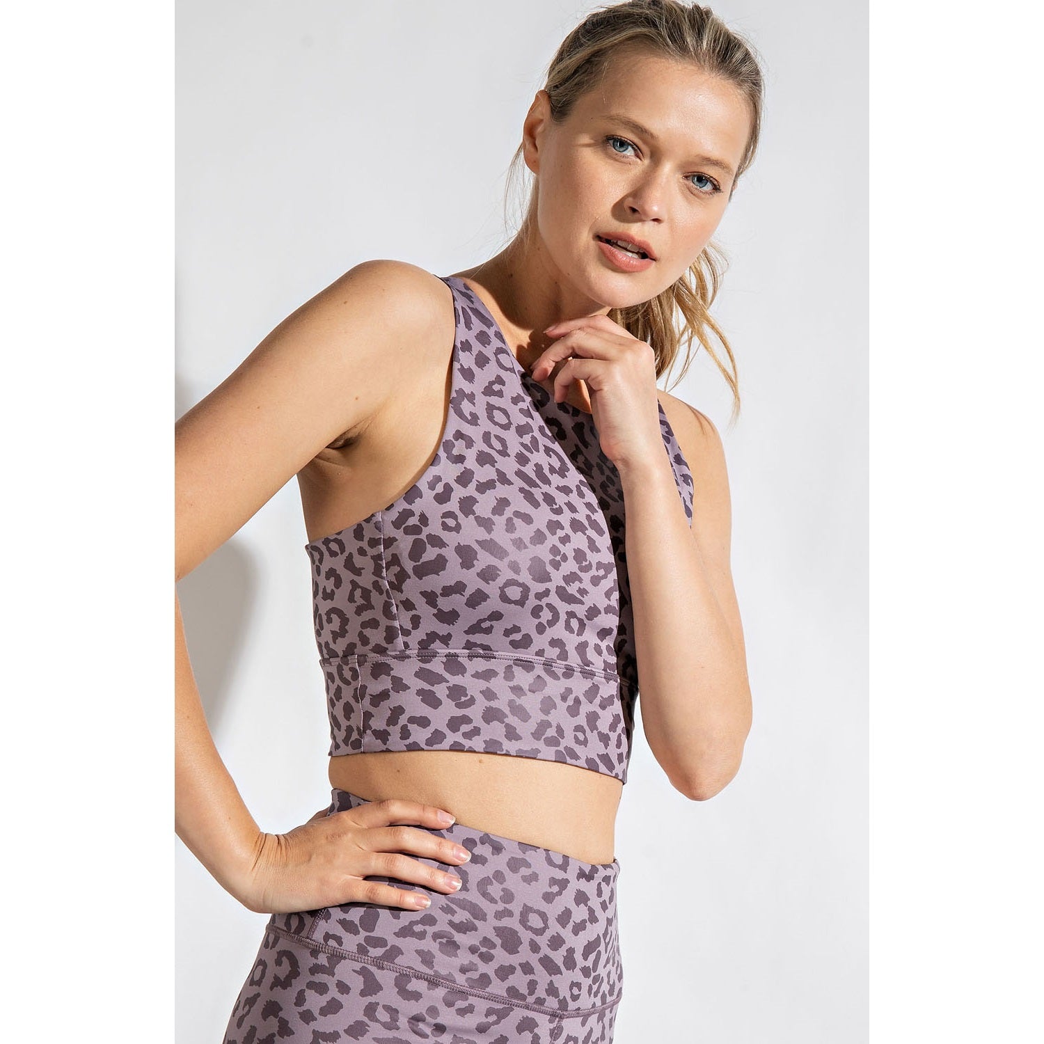 Leopard Chintz Sports Bra in Violet